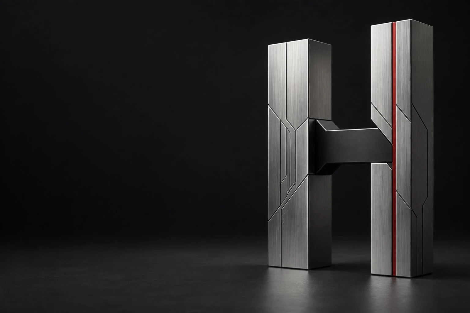 Two silver architectural uprights joined by a graphite bridge